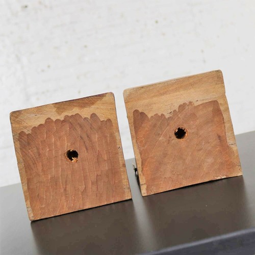 Pair Hand Carved Wood Tribal Figural Male and Female Bookends - Picture 12 of 12