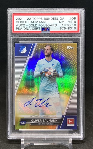 2021-22 Topps Bundesliga Oliver Baumann Gold Foil Autograph /25 PSA 8 / AUTO 10