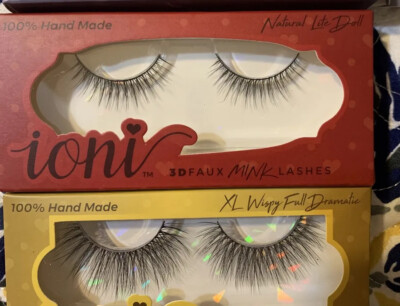 Lot of 2 Ioni 3D Faux Mink False Eyelashes 100% Hand Made Natural Wispy Dramatic