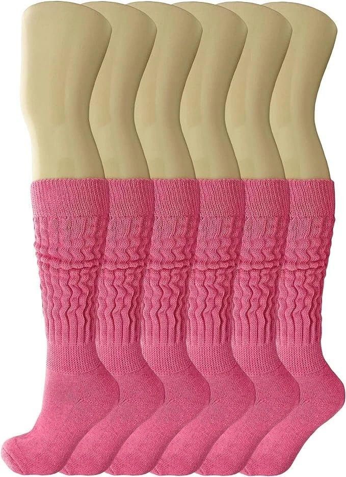 Hot Pink Slouch Socks 6 Pairs Shoe Size 5-10