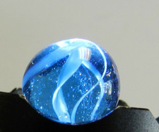 13702m Peewee .48 Inches Blue Glass German Handmade Swirl Marble