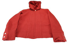 Orange Talbots Boiled Wool Womens Zip Up Unlined Jacket Blazer