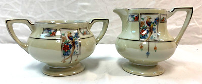 Vintage ROYAL ROCHESTER Golden Pheasant Sugar & Creamer Set Royallite Chinaware