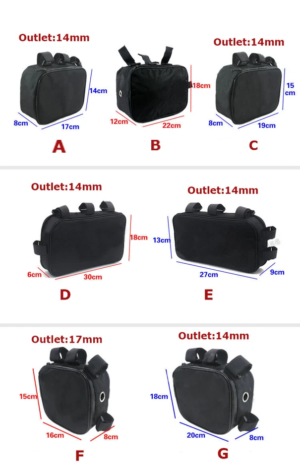 Bicycle Bike Tube Frame Pack Bag Case Battery li-ion Tool Box Storage MTB Ebike - Image 2 of 4