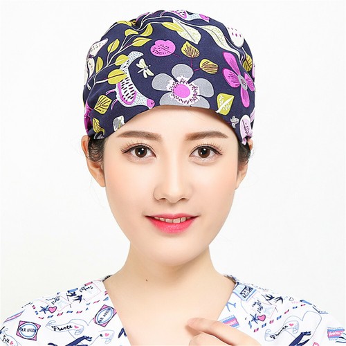 Womens/Mens Florals Printed Cap Scrub Hat/Cap Head Wear Adjustable Accessories - Picture 435 of 660