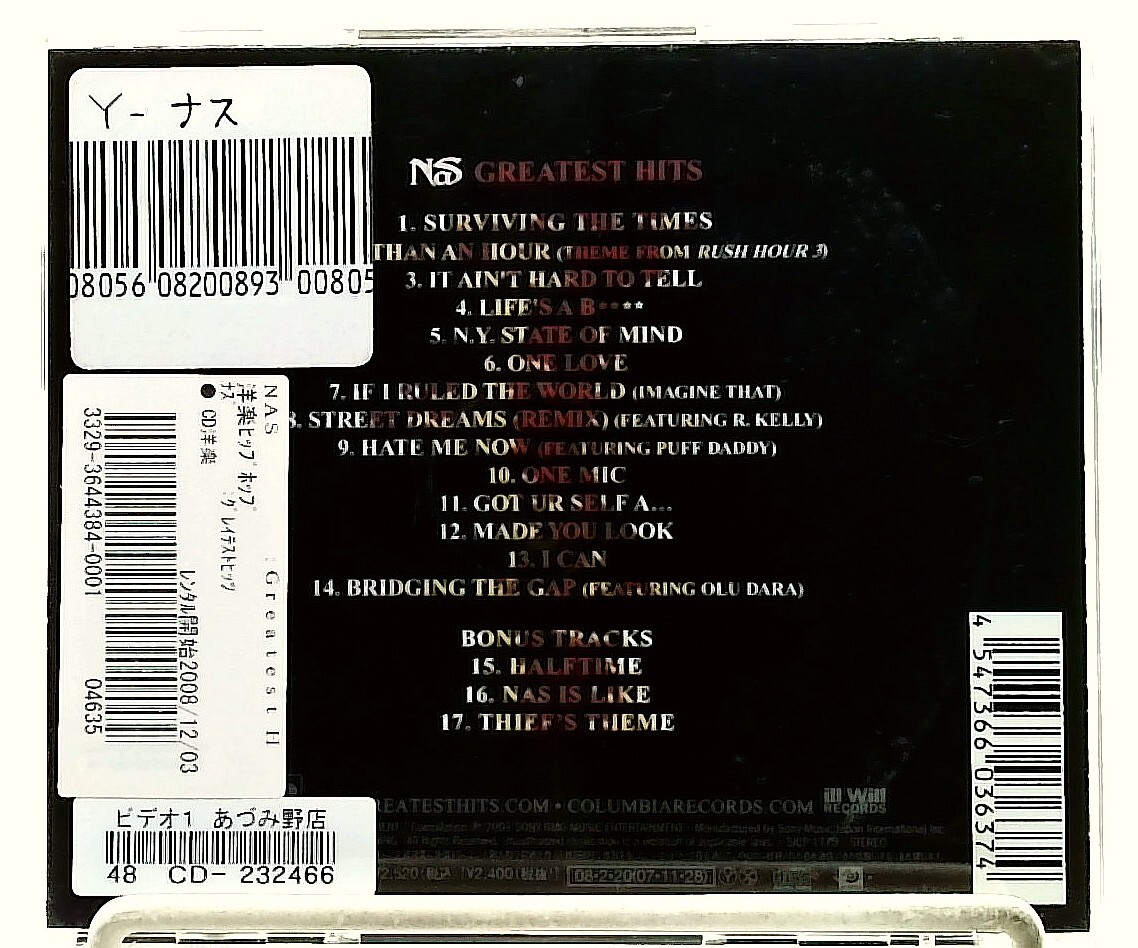 Nas Greatest Hits [CD with OBI] Nas/JAPAN[Bonus Track]Enhanced | eBay