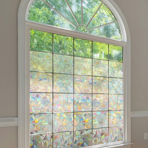 Rainbow Window Film Sticker Privacy Flower Frosted Stained Glass Sticker Decor - Picture 14 of 36