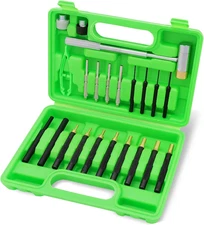 SWANLAKE 22PC Punch Set and Hammer with Brass, Hollow, Steel, Plastic Punches, B