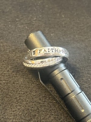 Love Faith Hope Silver Ring With Jem Stones 