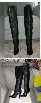 MAX MARA NEW YORK SZ7 BLACK OVER OVER THE KNEE BOOTS