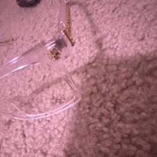 Clear Square Full Rim Eyeglasses Gold Accents Plastic Metal Designer