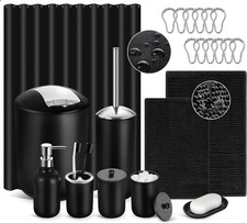 Black Bathroom Accessories Set, 22Pcs Bathroom Sets with Shower Curtain and