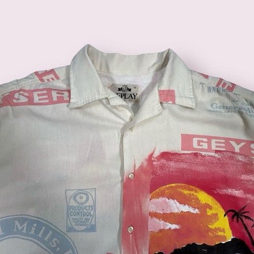 Replay Vintage Graphic Shirt Mens UK XXL 2XL (USA XL ) Cotton Canvas Hawaiian - Picture 6 of 15