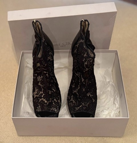 Stivaletti Jimmy Choo neri in pizzo e vernice - taglia 5 - Foto 4 di 8
