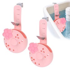 2-Pack Silicone Toilet Tank Tablet Holder with 2-Pack Adjustable Hook, Pink