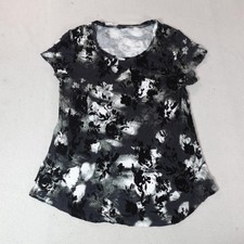 Fairy Goth Shirt Womens Medium Black Floral Flocked Whimsigoth Burnout Top