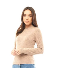 Ladies Jumper Pullover Brave Soul High Neck Top Soft Feel Charcoal Or Beige