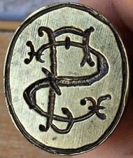 Rare Antique Vintage Bronze Seal STAMP Coat Of Arms 