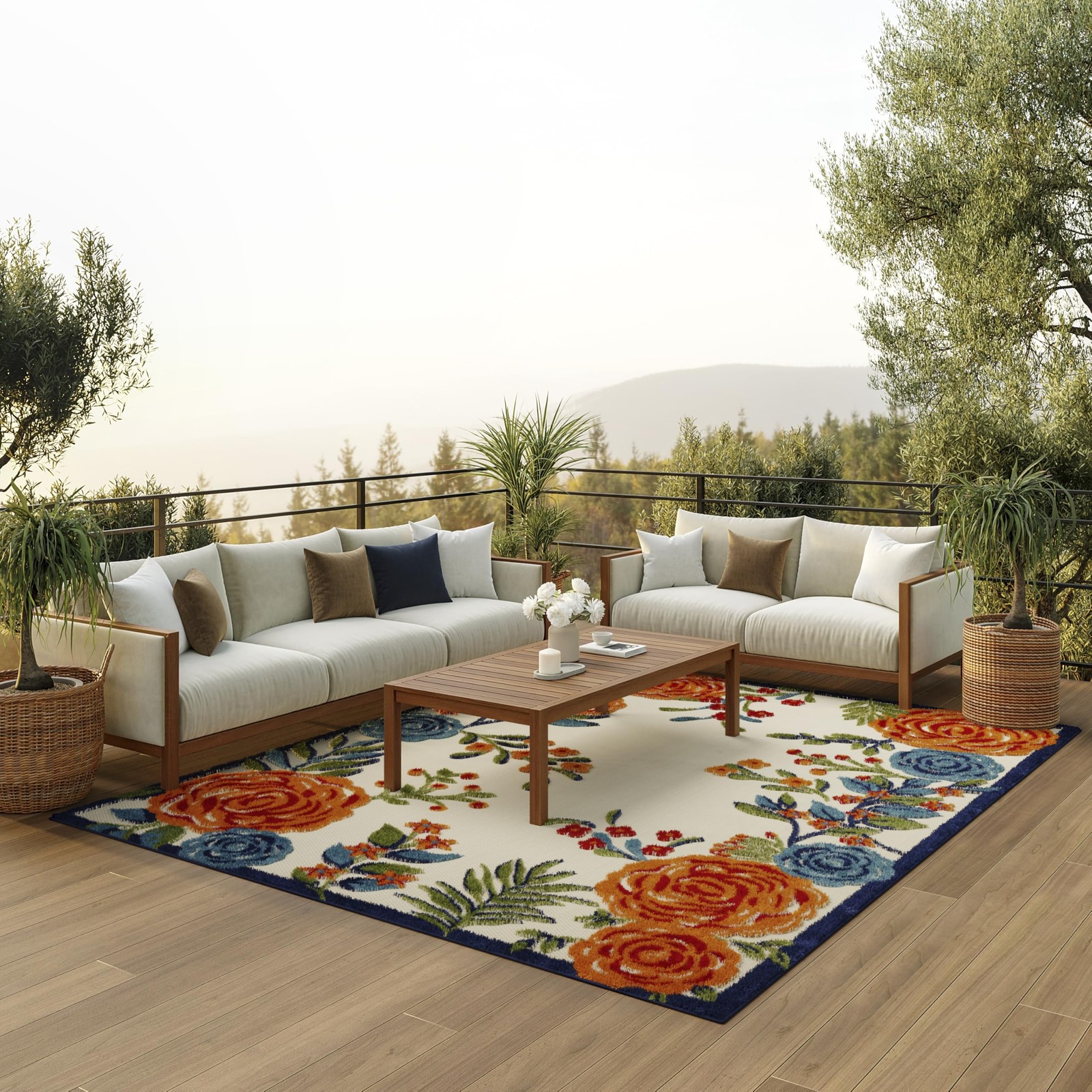 Home Aloha 72x108 Contemporary Fabric Rug in Multi-Color
