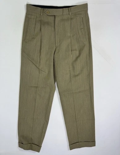 Vintage Giorgio Armani Le Collezioni Trousers Men 34 (33x30) Wool Pleated Cuffed