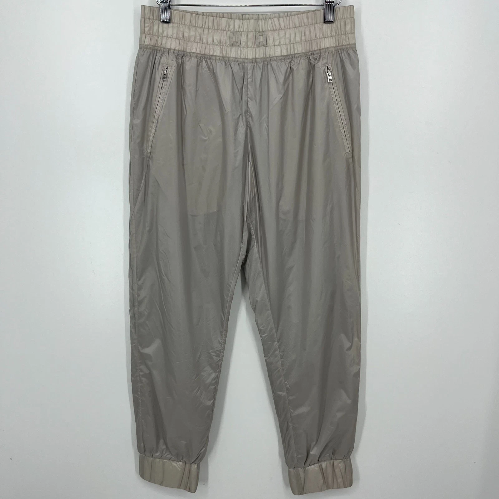 Athleta Jogger Pants Women's Size 6 Silver Zip Pockets Lightweight Ankle