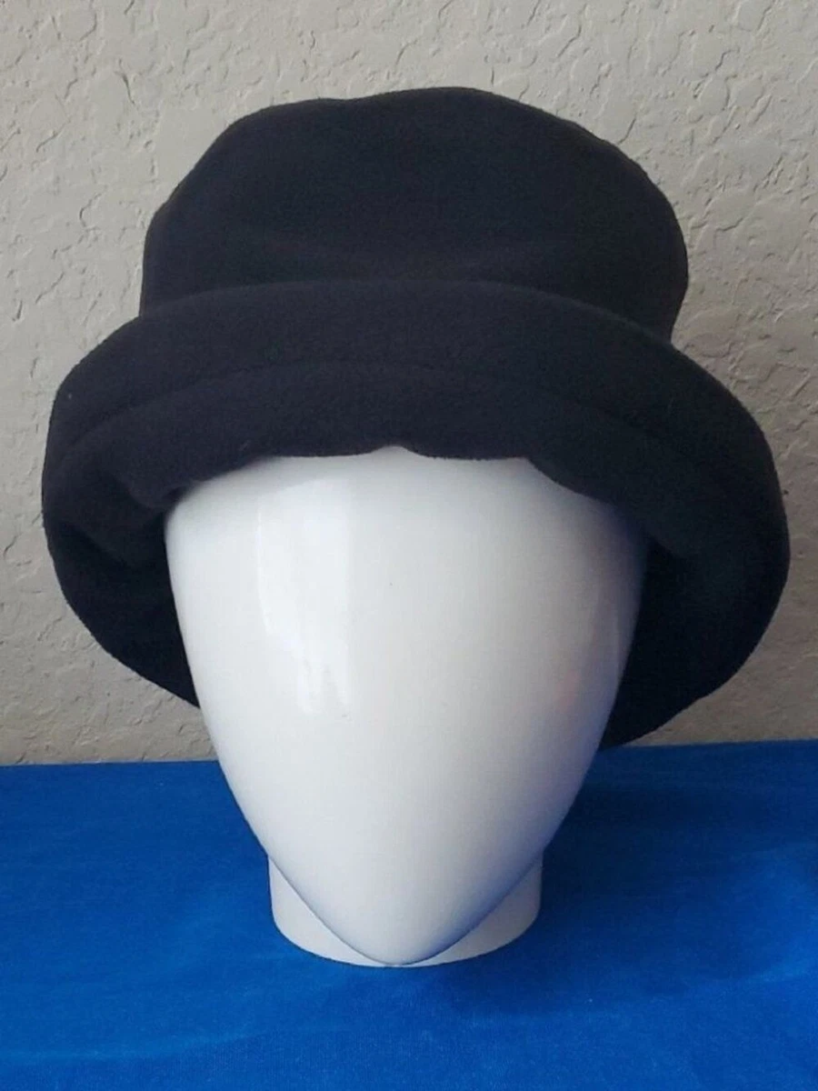 VTG Women\'s Black Fleece Bucket Hat Roll Brim Cloche One Size Cozy Winter Fleece Cloche Hats for Women for sale | eBay main image 4