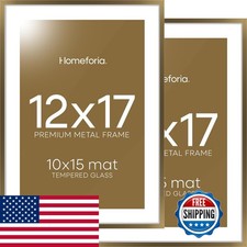 Homeforia Picture Frame Bronze, High End Metal Brass Poster Frames Mat 10x15