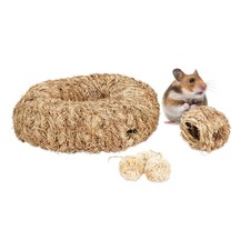 Lot de 5 accessoires pour hamster lot pour petits animaux, nid en herbe tunnel