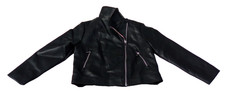 Primark Black Leather Biker Youth Girl's Jacket Size 5-6Y