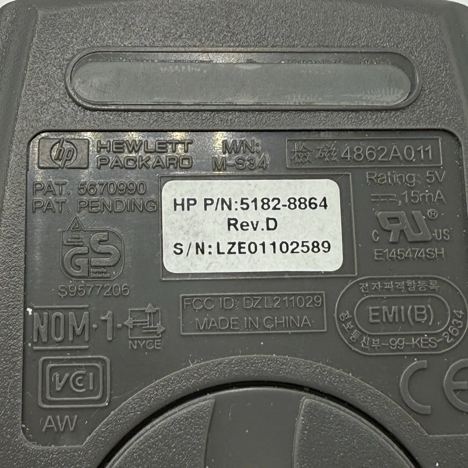 Vintage Genuine HP PS/2 Wired Rollerball  Mouse M-S34 New Unused - Image 4 of 4