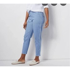 Peace Love World Women Pants Sz. 10 Blue Utility Ankle Pants Distressed Hem