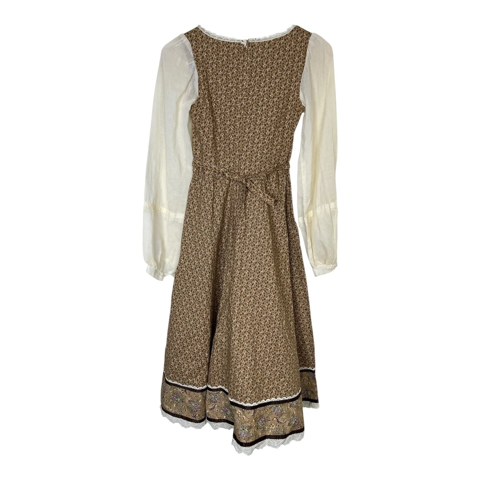 Vestido Gunne Sax Vintage Años 70 Cottagecore Manga Larga Pradera Floral Calico 5, XXS Foto 2 de 4