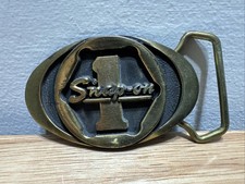 Vintage Snap On Tools 1 Solid Brass Belt Buckle BTS SPP-455 Made In The USA