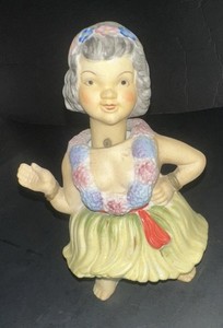 Vintage Lenwile Ardalt  Ceramic Hula Girl Bobble Head MCM 6531 Japan