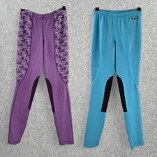 Lot of 2 Kerrits Girls Youth XL Purple Blue Riding Equestrian Breeches Stretch