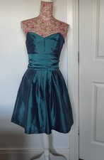 Vintage Bustier Dress Size 10 Teal Green Party Glam Y2K Net Mesh Vgc