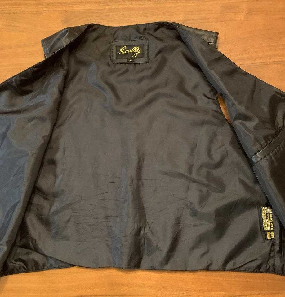 Vintage Scully 100% Black Soft Leather Dress Vest Mens L Cowboy Western Biker - Image 4 of 4