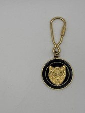 Vintage Jaguar Motors Growler Logo Gold Tone Keychain Keyring Classic Car