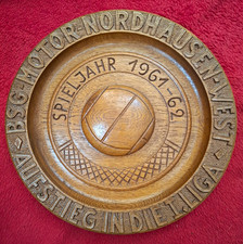 Ehrenteller zum Aufstieg in die DDR Liga BSG Motor Nordhausen 1961/62 SELTEN