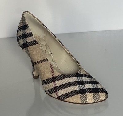 Burberry Women's Pump Alabaster IP Check Shoes 9.5 US (39.5) 8100970 IT NIB $890