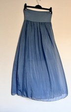 Blue Silk Viscose Made in Italy Flowy Maxi Skirt - One Size