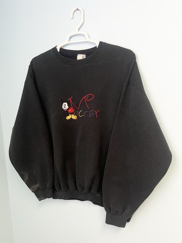 Vintage 90s Disney Mickey Mouse Crewneck Sweatshirt XL Faded Black Worn USA - Picture 6 of 15
