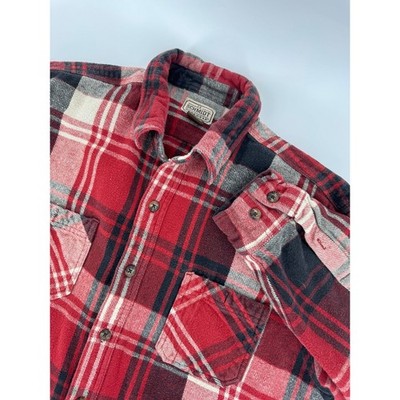CE Schmidt Workwear Flannel Shirt XL Red Black Plaid Long Sleeve Cotton Outdoors
