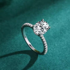 Genuine 925 Sterling Silver A5 Oval Cut Zirconia Luxury Ring Size 5-12