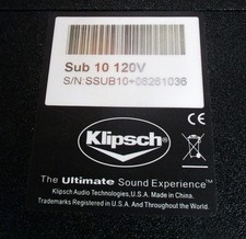 KLIPSCH SUB 10 POWERED SUBWOOFER