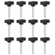12 Pcs M6 x 40mm Tee Thumb Screws, 27mm Width Carbon Steel Tee Wing Knobs Screws