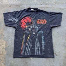 Vintage Star Wars Darth Vader T Shirt All Over Print Rare VTG Large
