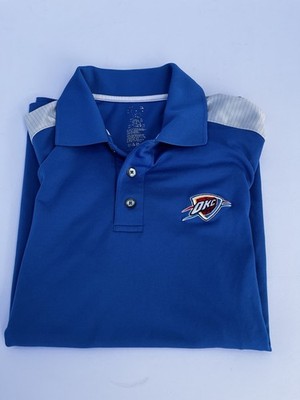 NBA OKC Thunder Polo Shirt Men Small Blue Lightweight Stretch