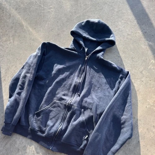 Vintage Russell Athletic Dri-Power Full Zip Hoodie Mens Medium Blue Faded - product listing photo
