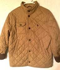 Polo Ralph Lauren Youth Boys L 14-16 Quilted Jacket Brown Corduroy trim Pony